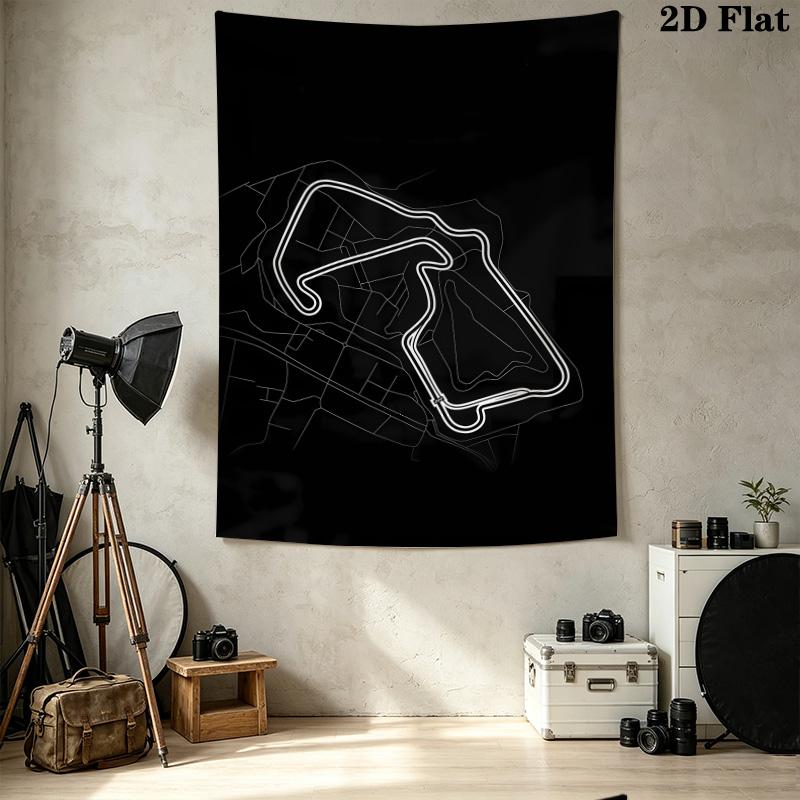 F1 Track Map Wall Tapestry Aesthetic Wall Hanging Printed Fabric Blanket Decorative Tapestries For Bedroom Living Room Home Decor