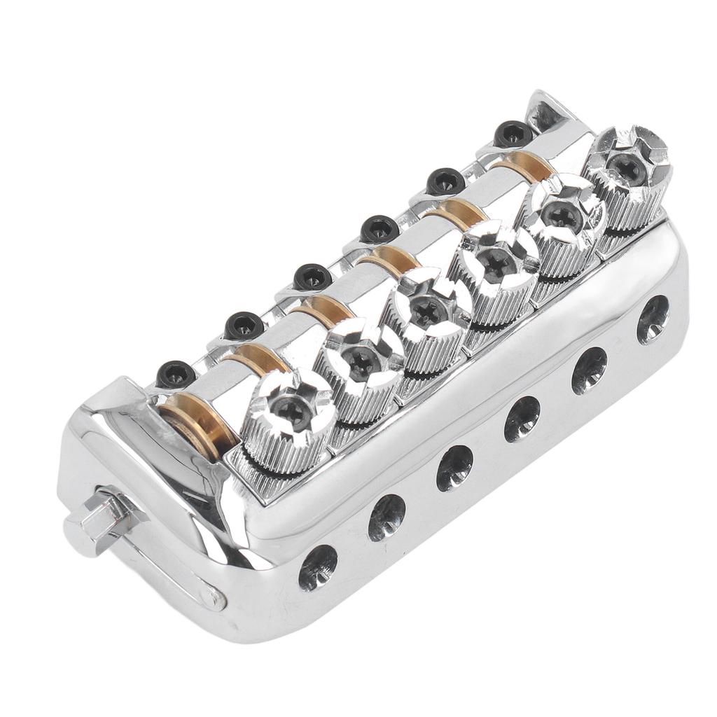 Headless Guitar Bridge Tailpiece 6 String Saddle with Worm Involved String Device Universal Accessories Silver