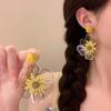 Серьги-гвоздики Цветок из металлической рафии "Серебряная игла" - Корейский стиль, Ажурные, Легкая роскошь, Высококачественные универсальные аксессуары для женщин