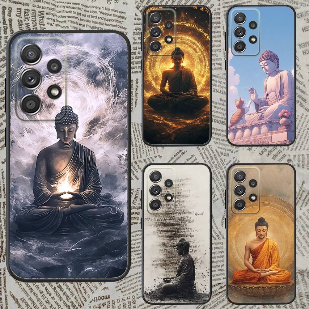 Чехол для телефона с изображением Будды для Samsung S25, S24, S21, S22, S23, S30, Ultra, S20, Plus, Fe, Lite, Note, 10, 9, 5G Черный