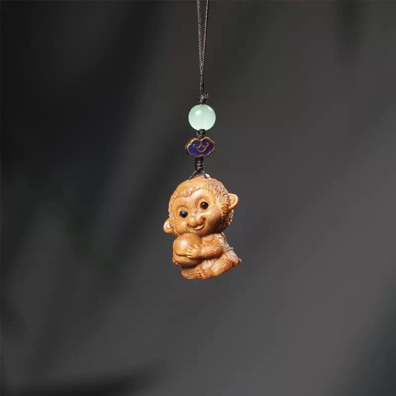 Cliff Cypress Zodiac Wood Carving Pendant Keychain