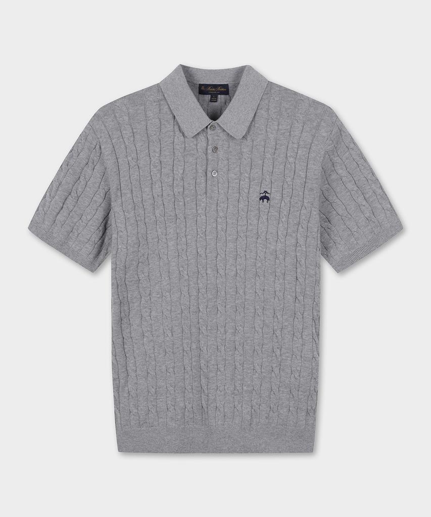 BROOKS BROTHERS Хлопковый свитер-поло с косами, с коротким рукавом (серый) (Bbwtmo204Awfm)