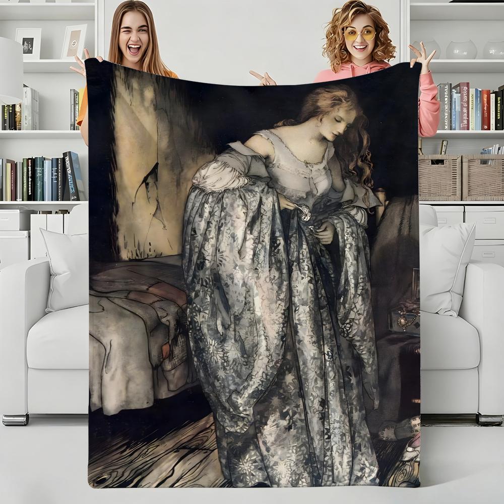 Artist A-Arthur Rackham Throw Flannel Blanket Perfect for Sofa Office Bed Travel Sleep Read Relax Camping four season use