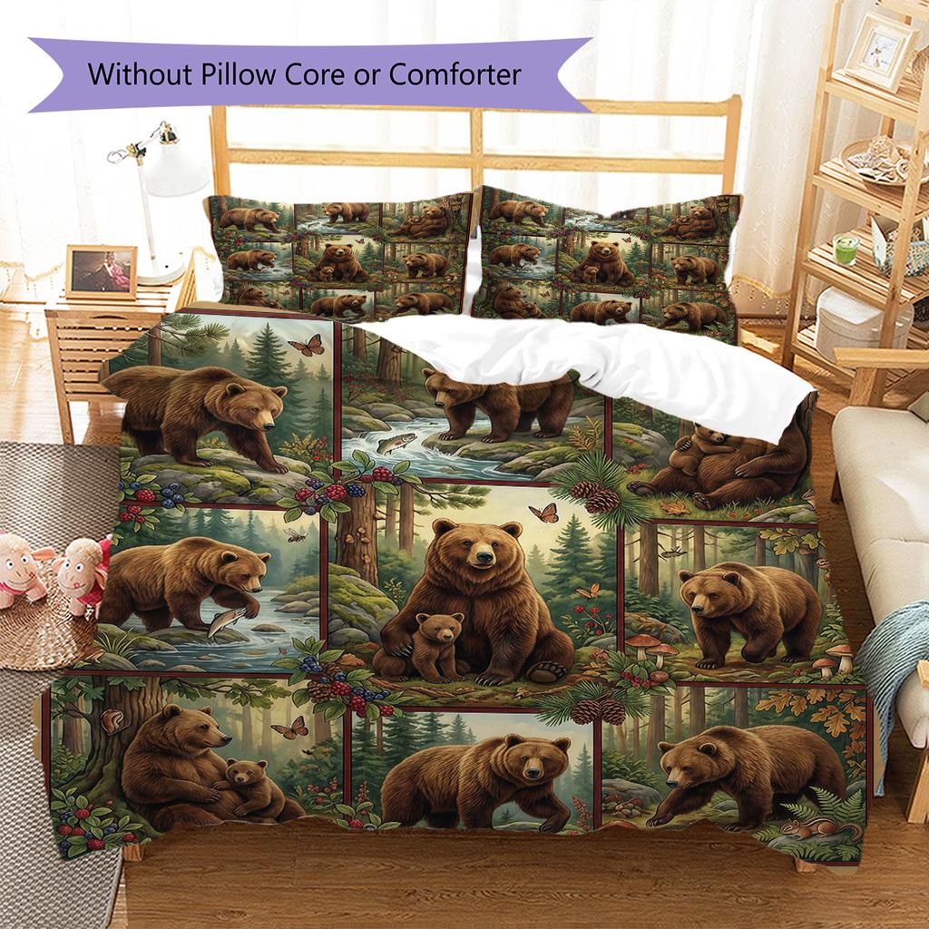 Retro Oil Painting Animals Pattern Bedding,Quilt Set Quilt Cover Pillowcase Home Birthday Gift (1 * duvet cover + 2 * pillowcase, without core)