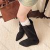 Fashion Comemore Autumn Winter Vintage Woman Knee High Boots Shoes Ladies Elegant Slip On Suede Solid Thick Heeled Long Bota Feminina