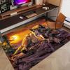 Gaming Wolf Print Floor Mat Rug for Gamer Setup PC Decor Wildlife Forest Rug Area Mat Man Cave Aesthetic Anti Slip Mat