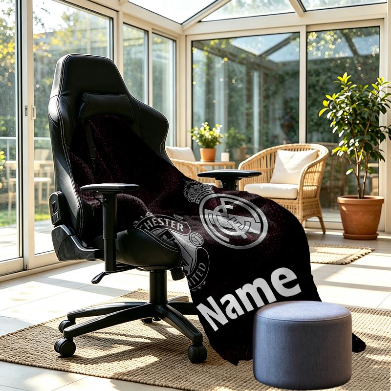 Custom Name Personalized Manchester Football F.C Print Blankets, Home Decor, Bedroom, Sofa, Camping, Couch, Gifts for Birthday Christmas