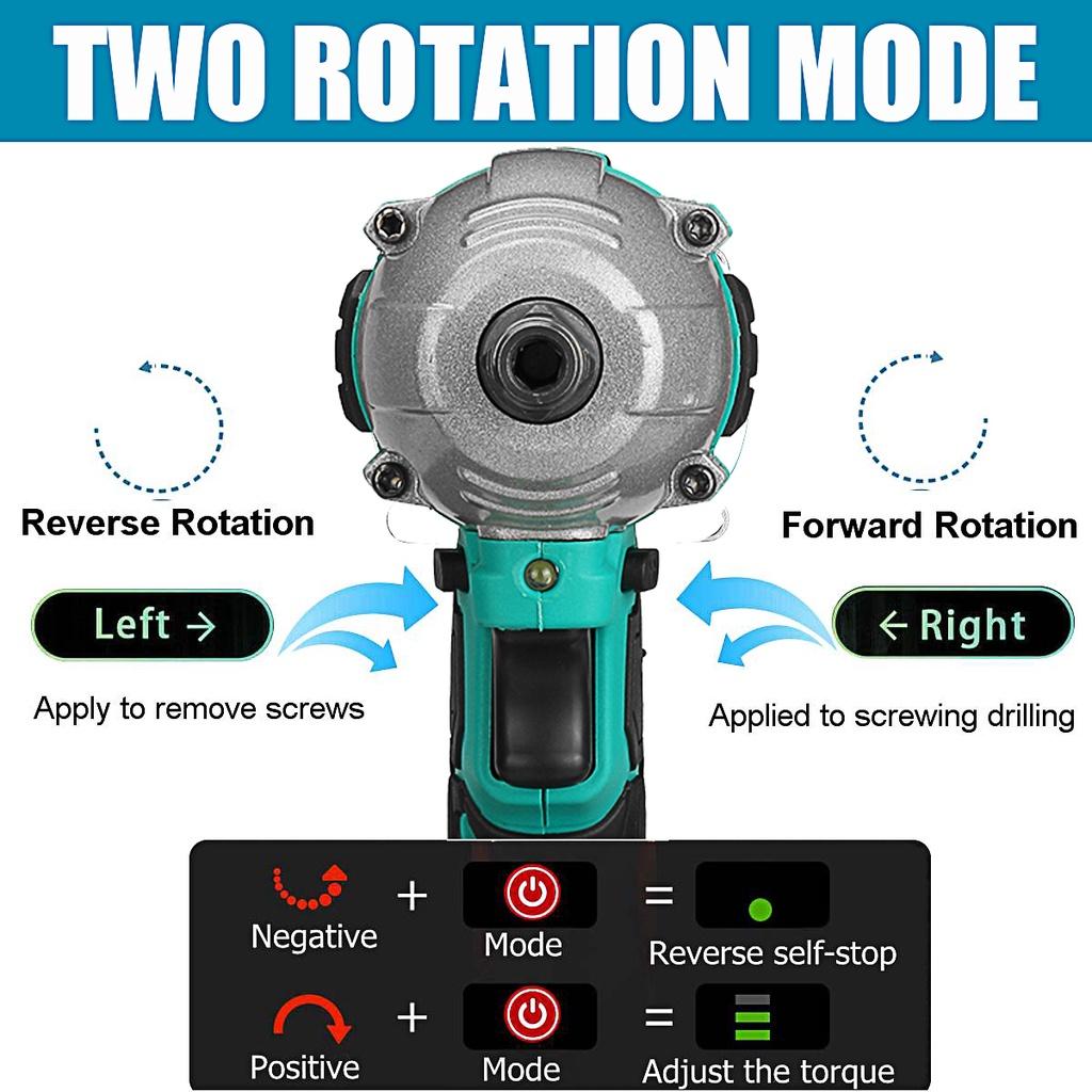 588vf 22800Amh 520N.M Бесщеточный беспроводной электрический ударный гайковерт с крутящим моментом Электроинструменты 2 литий-ионных аккумулятора для аккумулятора Makita 18 В