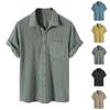 Men's Solid Color Button Short Sleeve Shirts Men's Casual Fashion Short Sleeve Shirts
