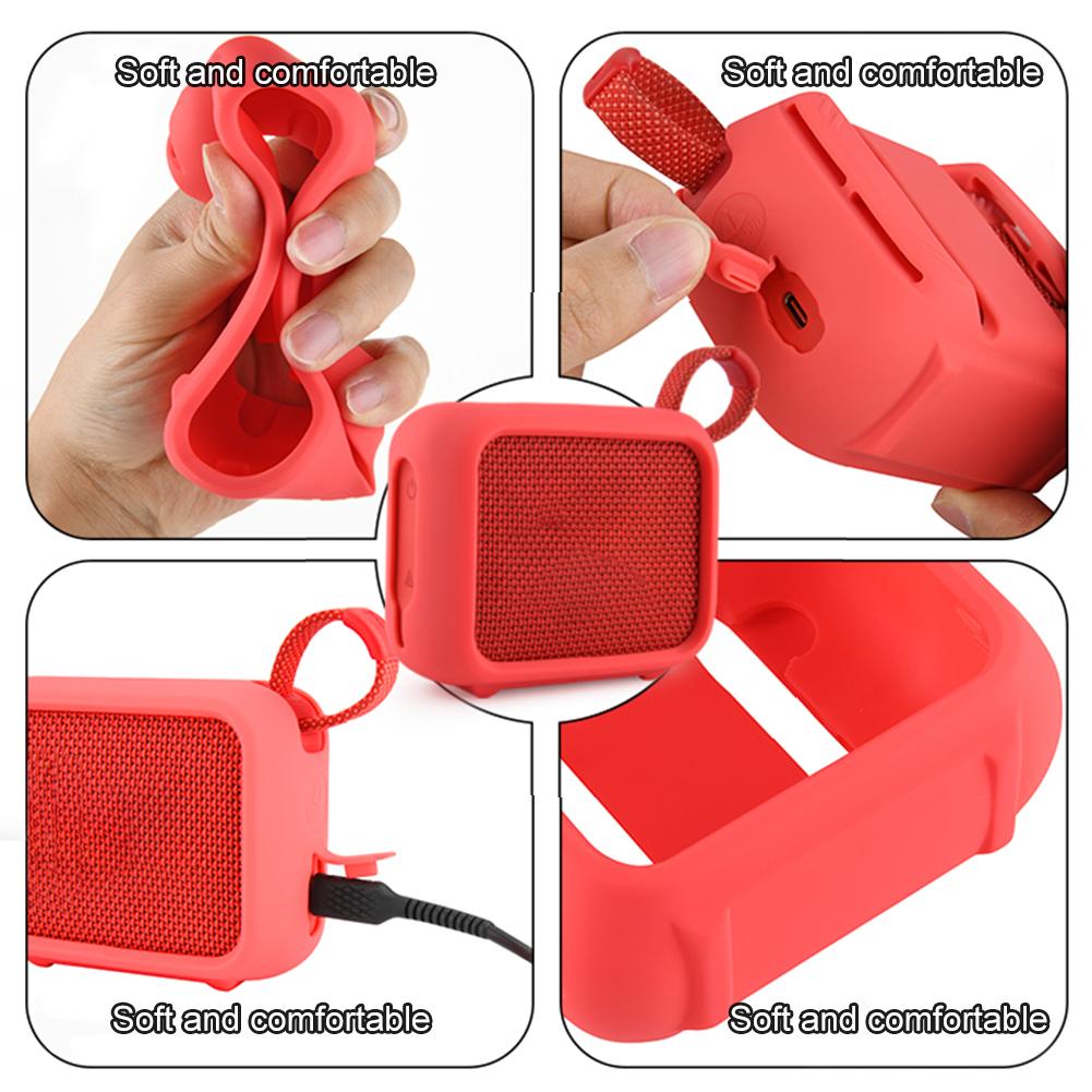 Silicone Case Travel Carrying Pouch with Speaker Mount Strap Portable Speaker Case Shockproof Speaker Sleeve Cover for JBL Go 4