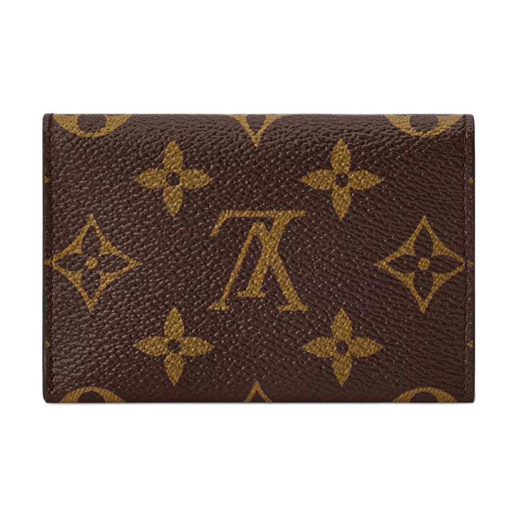 Louis Vuitton Slim Color-Blocked Leather Trim Gold Button Closure Coated Canvas Card Holder Women card holder Brown Blue Silver M26900