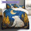 Leaf White Bear Pattern Bedding Quilt Set Home Decoration Gift (1 * Duvet Cover + 2 * Pillowcase Without Core)
