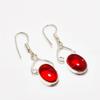 Mozambique Garnet Gemstone Handmade 925 Silver Plated Jewelry Earring 1.70"