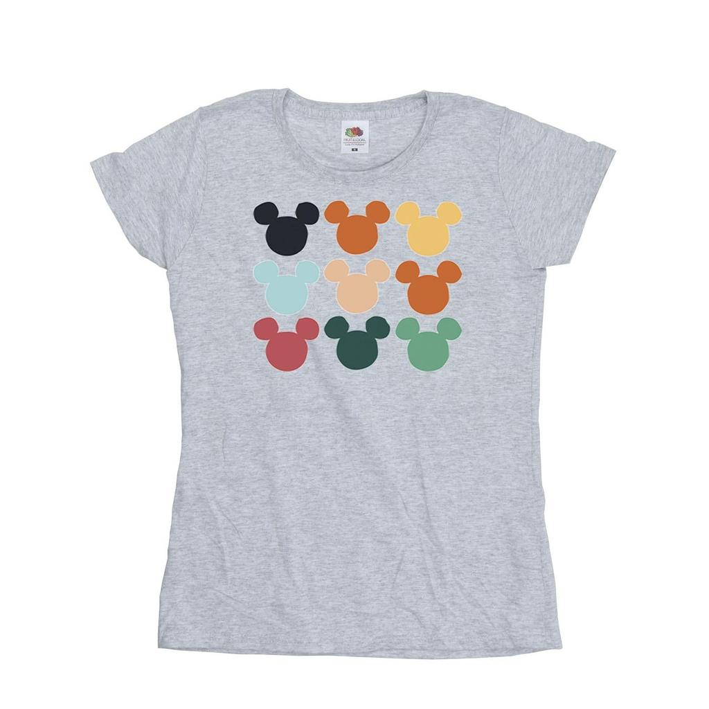 Disney Womens/Ladies Mickey Mouse Heads Square Cotton T-Shirt