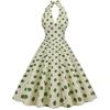 Women's Retro  High Waist Polka Dot Holiday Party Dress Neck Backless Sexy Midi Dress
