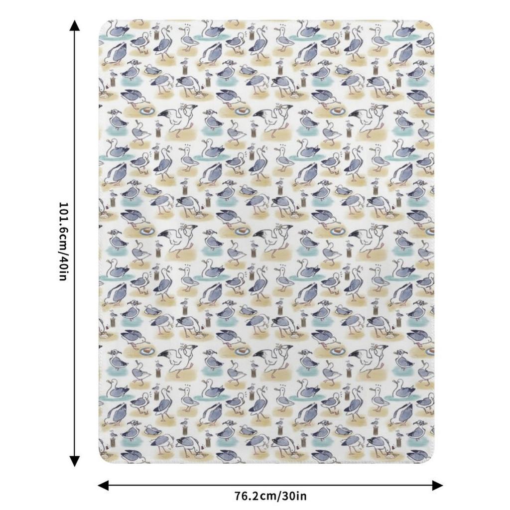 Comical Seagull pattern- beach bois Throw Blanket Thin Soft Blanket for Summer Night Sleeping