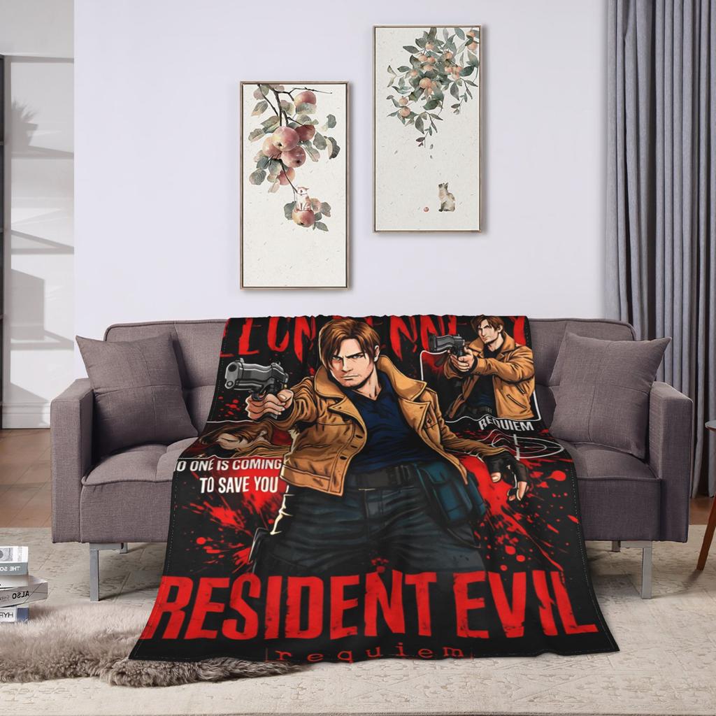 Resident Evil Leon Kennedy Plush Blanket Girls Boys Flannel Throw Blanket For Living Room Soft Quality Bedspread Gift Idea