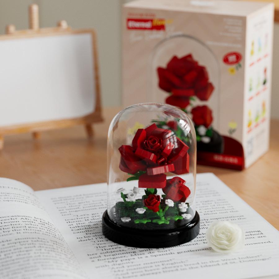 Simulated Preserved Flower Sunflower & Rose Building Blocks - Compatible with LEGO, Ideal for Ornaments & Gifts