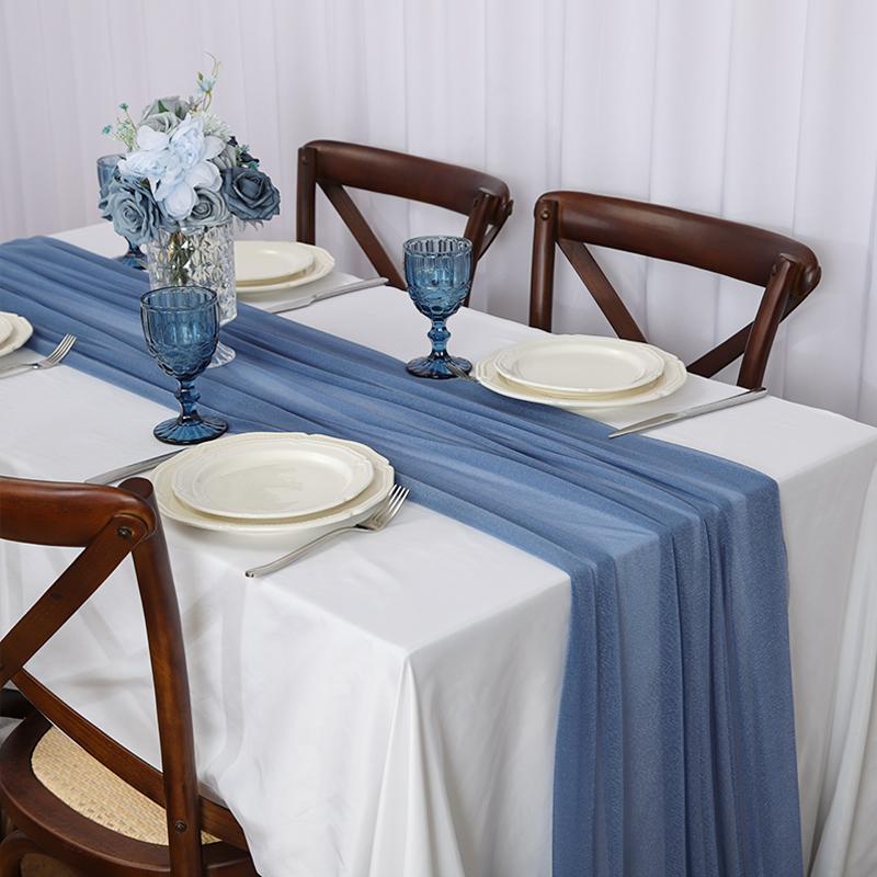 Chiffon Table Runner Vertical Tablecloth for Table Decorations Shiny Fabric Merry Christmas Decorations 2026 Wedding Decoration