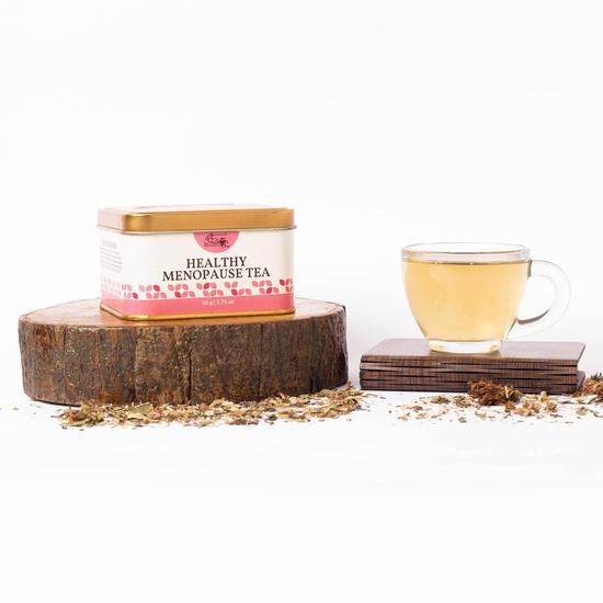 The Indian Chai – Healthy Menopause Tea 50g with Raspberry Leaves, Red Clover Flower, Guggul Etc for Mood Swings, Hot Flashes & Night Sweats Relief,