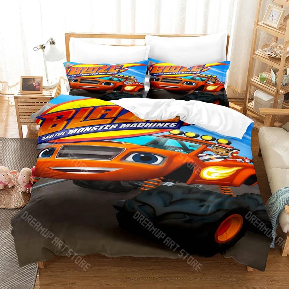 3D Print Blaze N Monster Machines Bedding Set Cartoon Duvet Cover Double Twin Full Queen King Adult Kid Bedclothes Quilt Co