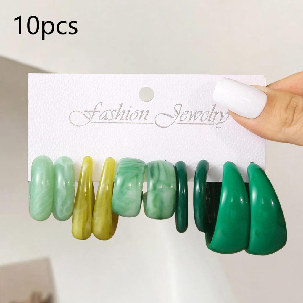 Ретро Летний Многоцветный Набор Серёг-Колец Дизайн в форме Капли Воды и C-образный Женская Мода Серьги с Леопардовым Принтом Повседневная Носка Свидания