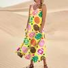 Women's Summer Casual Fashion Easter Printed Sleeveless Round Neck Pocket Dress