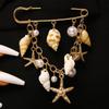 Bohemian Starfish Conch Shell Imitation Pearl Pendant Brooches for Women Men Beach Vacation Style Suits' Brooches Accessories