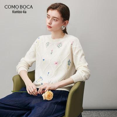 Женский толстый свитер Komnboka с круглым вырезом из 100% кашемира