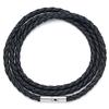 3MM Black Braid Wax Cord Men DIY Pendant Necklace Jewelry Making Handmade Leather Rope Steel Clasp String Chain