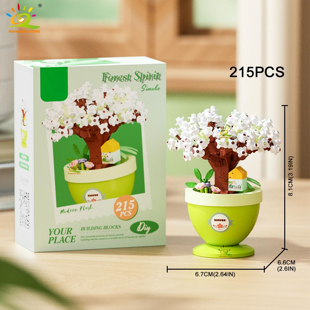 Moc Flower With Pot Micro Building Block Sunflower Rose Eternal Bouquet Mini Diamond Model Brick Toy For Children Desk