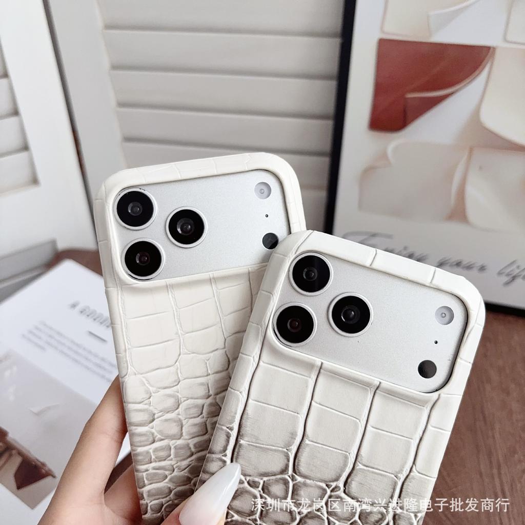 Применимо к чехлу для мобильного телефона iPhone16Pro, чехлу для Huawei P80 с градиентным изменением цвета и узором под крокодила, противоударному защитному чехлу Mate70, кожаному чехлу