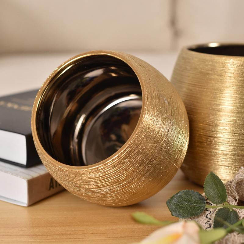 Золотой цветочный горшок сочный горшок керамический горшок для цветов домашний декор настольный орнамент украшение сада бонсай горшок для растений