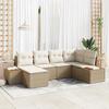 VidaXL 6-Piece Garden Sofa Set with Cushions Beige Poly Rattan Acacia 3348122