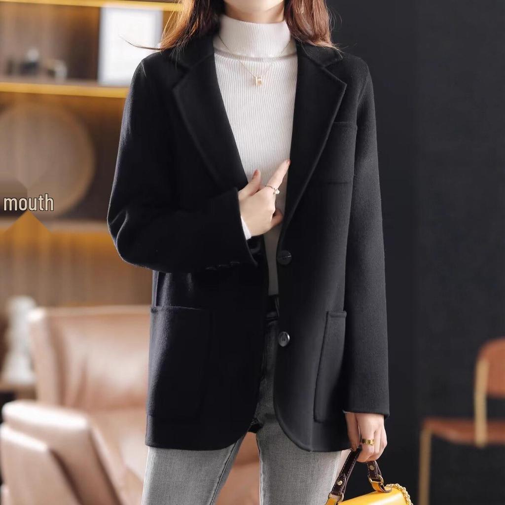Новое женское шерстяное пальто в корейском стиле - для миниатюрных, стройнящее, осенне-зимняя мода