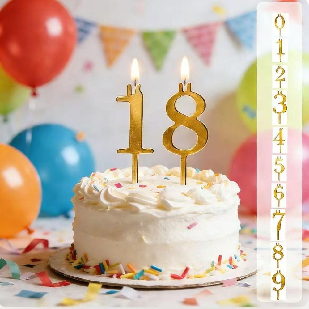 Stainless Steel Number Birthday Candle Holder Reusable Cake Candlestick Anniversaries Event
