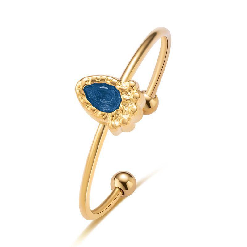 Кольцо с открытым циркониевым покрытием цвета капли воды, титановая сталь, покрытая настоящим золотом, не выцветает, французское изысканное регулируемое кольцо из нержавеющей стали