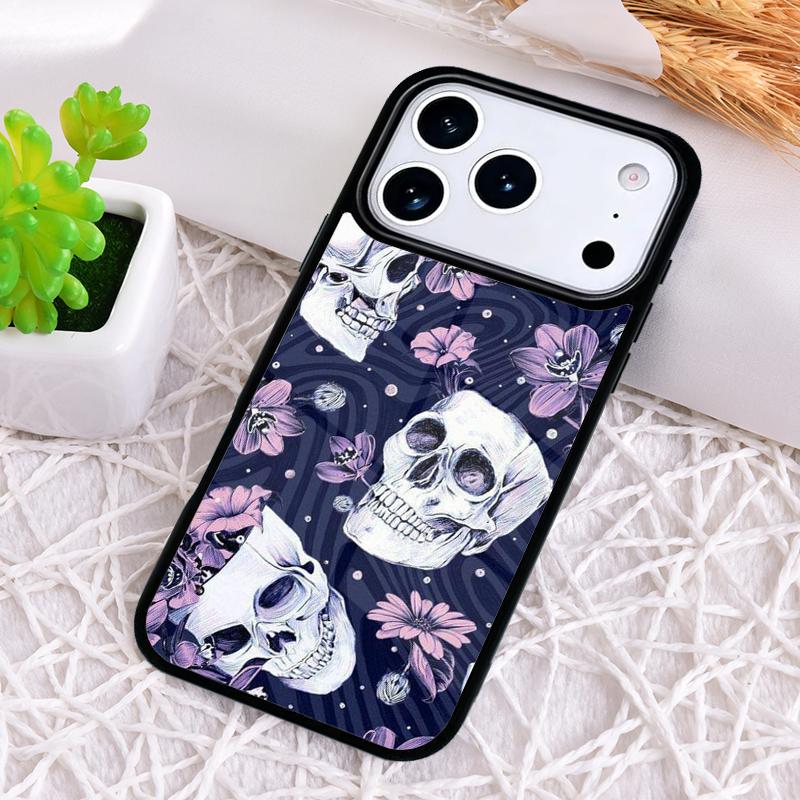 Готический цветочный чехол-череп для iPhone 17 Air 16 15 11 12 14 13 Pro Max Ударопрочный чехол