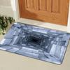 3D Bottomless Pit Rug Visual Trap Door Mat Non-Slip Absorbent Optical Illusion Depth Floor Mat for Home Entrance Living Room Playroom