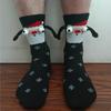 1 пара рождественских носков, связывающих пары носков, магнитная присоска, принт снежинки, забавные носки для пары с большими глазами, пара, держащаяся за руки, смешно