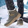 Men Winter Plus Velvet Snow Boots Casual PU Lace Up Warm Outdoor Cotton Shoes Large High Top Thick Antiskid Shoe 39-48