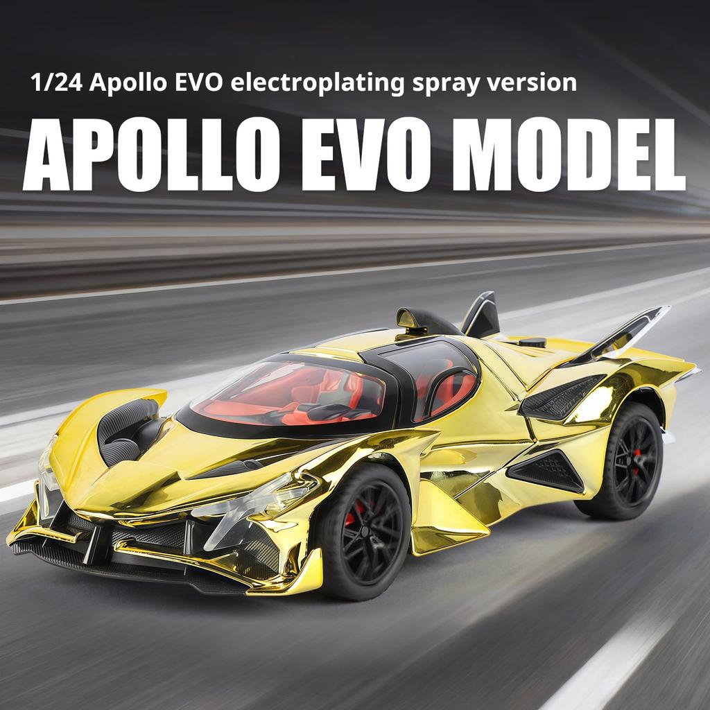 Alloy model car 1:24 Apollo EVO electroplated spray version model Diecast car Model with Sound &Light Boys Gift collectibles