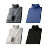 Fall Winter Men Sweater Half-High Collar Knit Thick Plush Lining Elastic Long Sleeves Warm Solid Color Bottoming Knitwear Loose Daily Wear Sweaterts