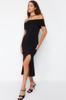 Women's Fashion New Dress Black Fitted Knitted Elegant Evening Dress