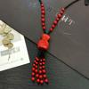 New Vintage Versatile Red Cinnabar Sweater Chain Natural Long Female Rose Necklace Pendant Accessories