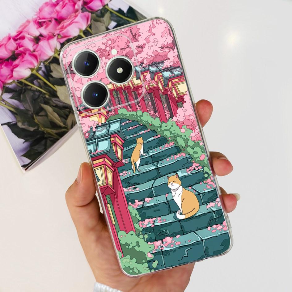Для Realme C63 4G 2024 Чехол RMX3939 Чехол Милое Сердце Любви Мягкий Прозрачный Силиконовый Защитные Чехлы Для Realme C61 4G C 61 C 63 Funda