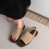 Fashion Women's  Flat Sandals Fashionable Slip On Square Open Toe Elastic Band Slippers Casual Summer Beach Slide Shoes