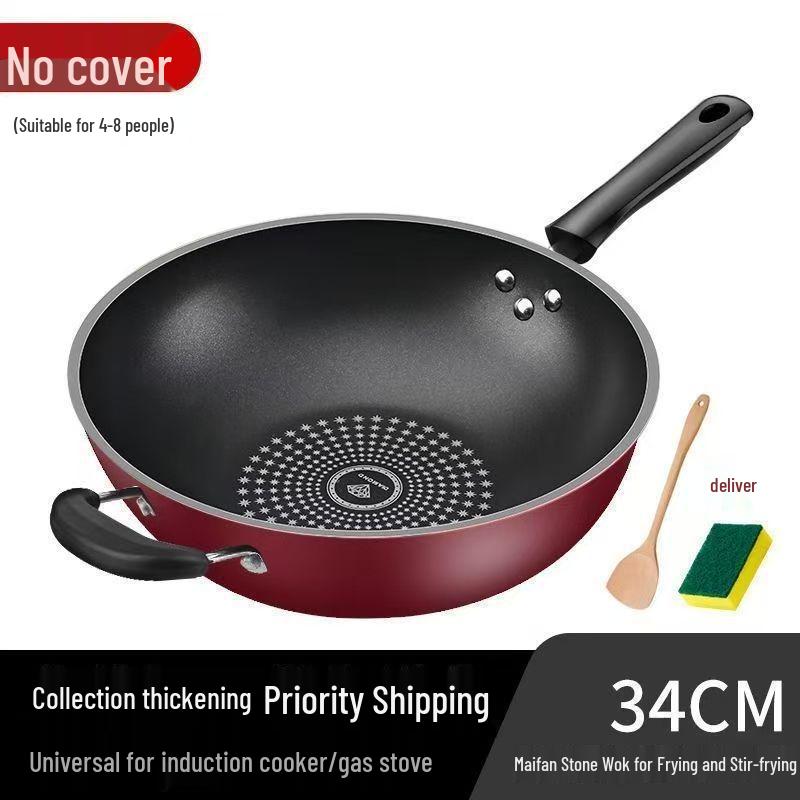 German Crystal Diamond Non-Stick Wok: Oil-Free, Smoke-Free, Induction & Gas Compatible Iron Cookware