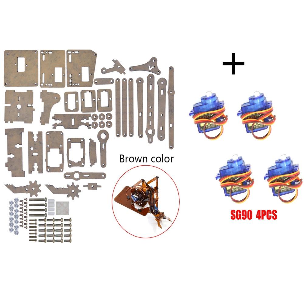 SG90 MG90S 4 DOF Несобранный Акриловый Механический Робот-Манипулятор Клешня Комплект Для Arduino Роботизированная Рука STEAM Комплект Программирование Роботизированной Руки