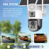 Solar Outdoor PTZ Camera with 36x Zoom & Dual-Screen Humanoid Tracking